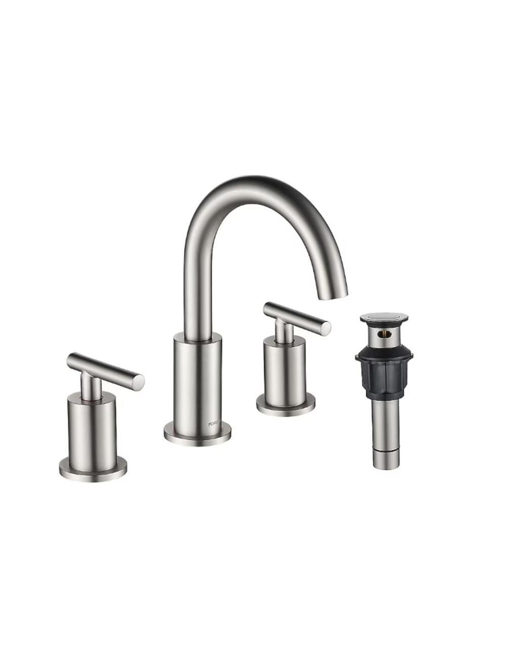 FORIOUS Brushed Nickel Widespread 2-handle Swivel Bathroom Sink Faucet